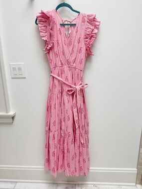 Ruffled Pink Tie-Back Maxi Dress